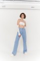 Arya Kadın Açık Mavi Kar Yıkama Yüksek Bel Salaş Paça Denim Kot Pantolon Arya Kadın Açık Mavi Kar Yıkama Yüksek Bel Salaş Paça Denim Kot Pantolon
