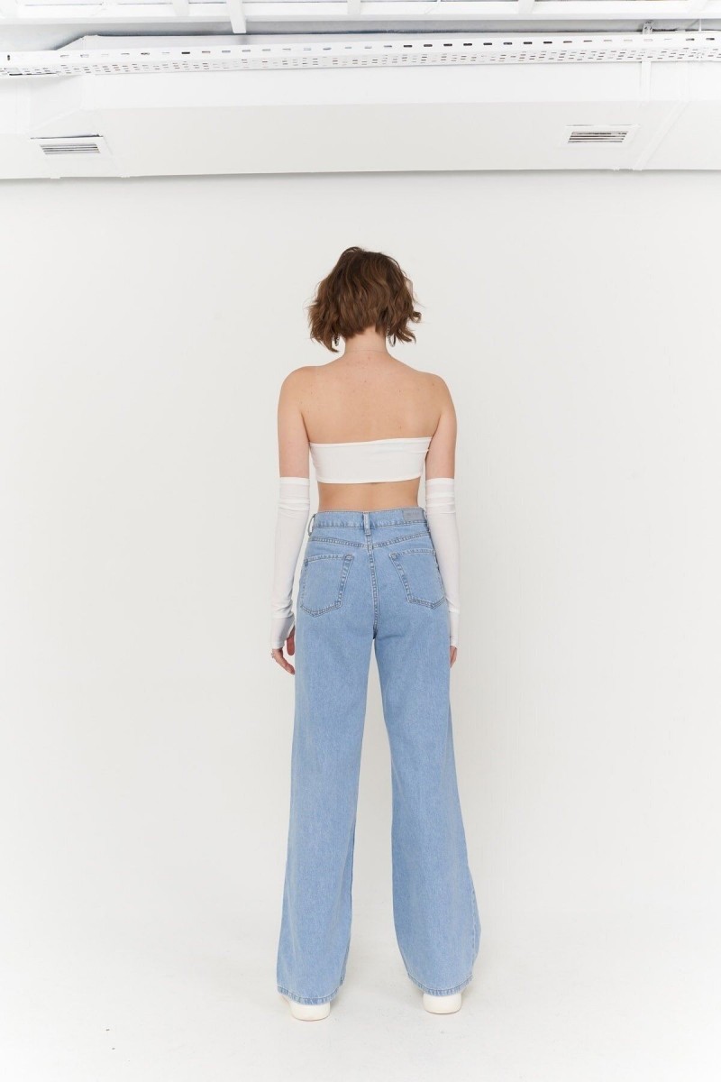 Arya Kadın Açık Mavi Kar Yıkama Yüksek Bel Salaş Paça Denim Kot Pantolon Arya Kadın Açık Mavi Kar Yıkama Yüksek Bel Salaş Paça Denim Kot Pantolon