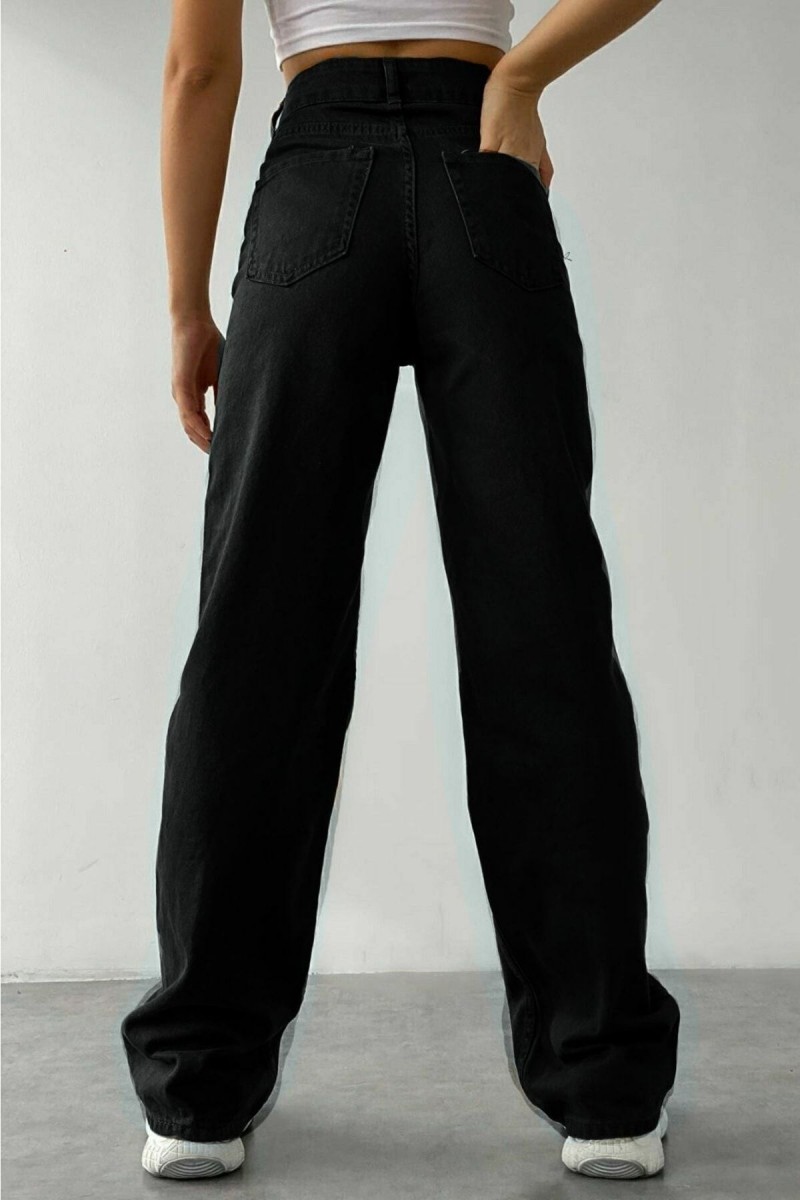 Siyah Likralı Süper Yüksek Bel Salaş Jeans Palazzo Pantolon Süper Yüksek Wide Leg Siyah Likralı Süper Yüksek Bel Salaş Jeans Palazzo Pantolon Süper Yüksek Wide Leg