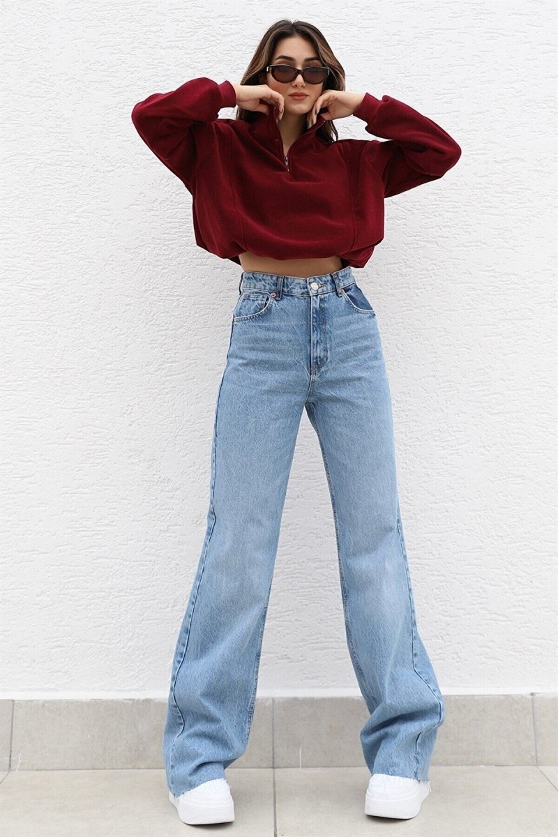 Jemmy Mavi Likralı Süper Yüksek Bel Salaş Jeans Palazzo Pantolon. (süper Yüksek) Jemmy Mavi Likralı Süper Yüksek Bel Salaş Jeans Palazzo Pantolon. (süper Yüksek)