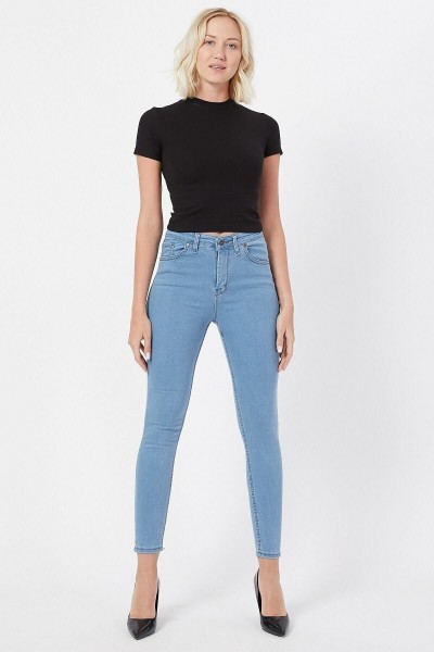 Yüksek Bel Skinny Jeans Açık Mavi Düz (beden Tablomuz Mevcut)