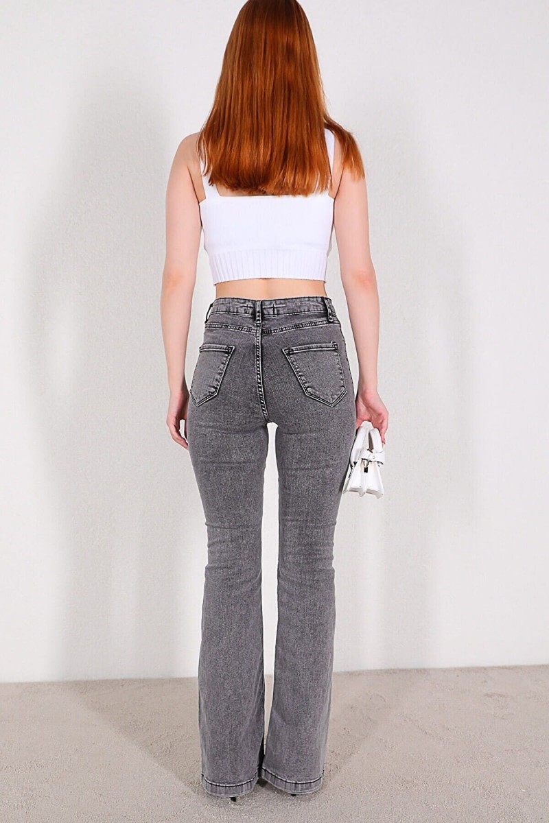 Zoe Füme Ispanyol Paça Kot Pantolon Yüksek Bel Ispanyol Jeans Toparlayıcı( Extra Rahat)