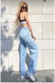 Orta Mavi Rikralı Salaş Yüksek Bel Salaş Paça Denim Kot Pantolon Orta Mavi Rikralı Salaş Yüksek Bel Salaş Paça Denim Kot Pantolon