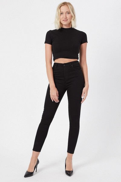 Yüksek Bel Super Skinny Jeans Black