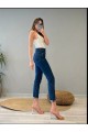 Koyu Mavi Yıkama Likralı Yüksek Bel Slim Mom Jeans Koyu Mavi Yıkama Likralı Yüksek Bel Slim Mom Jeans