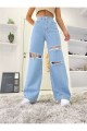 Mavi Power Likralı Süper Yüksek Bel Salaş Jeans Palazzo Pantolon Mavi Power Likralı Süper Yüksek Bel Salaş Jeans Palazzo Pantolon