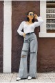 Yırtık S.o.l.m.a.z Mavi Kar Yıkama Süper Yüksek Bel Salaş Jean Pantolon. (süper Yüksek) Wide Leg Yırtık S.o.l.m.a.z Mavi Kar Yıkama Süper Yüksek Bel Salaş Jean Pantolon. (süper Yüksek) Wide Leg