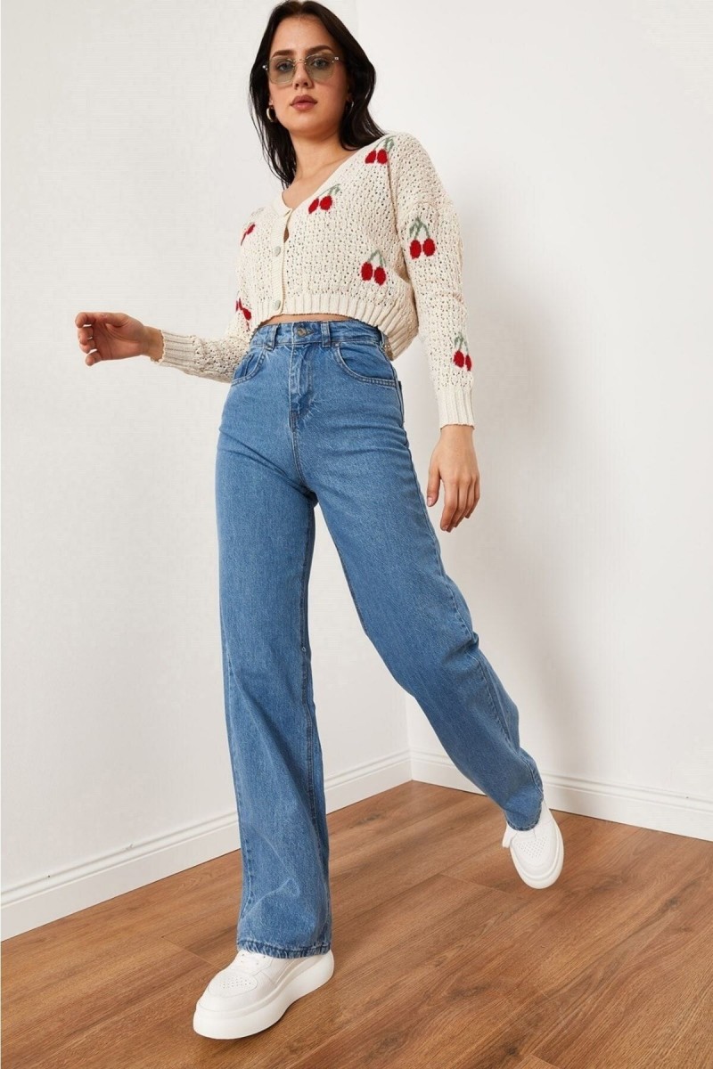 Likralı Düz Mavi Süper Yüksek Bel Salaş Jeans Palazzo Pantolon. (süper Yüksek) Wide Leg Likralı Düz Mavi Süper Yüksek Bel Salaş Jeans Palazzo Pantolon. (süper Yüksek) Wide Leg