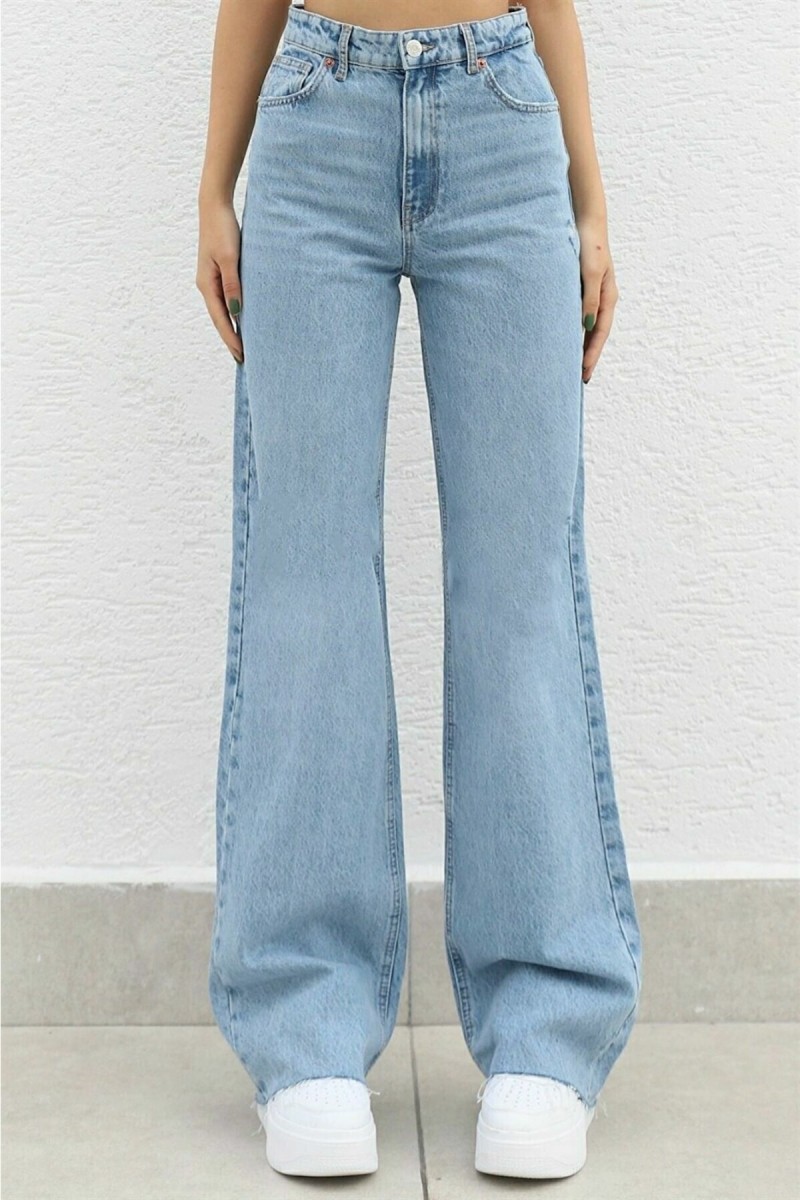 Kadın Salaş Likralı 90 s Solmayan Mavi Süper Yüksek Bel Salaş Paça Denim Kot Palazzo Pantolon Kadın Salaş Likralı 90 s Solmayan Mavi Süper Yüksek Bel Salaş Paça Denim Kot Palazzo Pantolon
