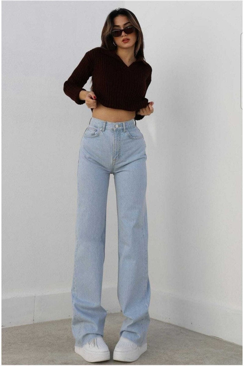 Buz Mavi Kadın Salaş Likralı 90 s Süper Yüksek Salaş Paça Kot Palazzo Pantolon Buz Mavi Kadın Salaş Likralı 90 s Süper Yüksek Salaş Paça Kot Palazzo Pantolon