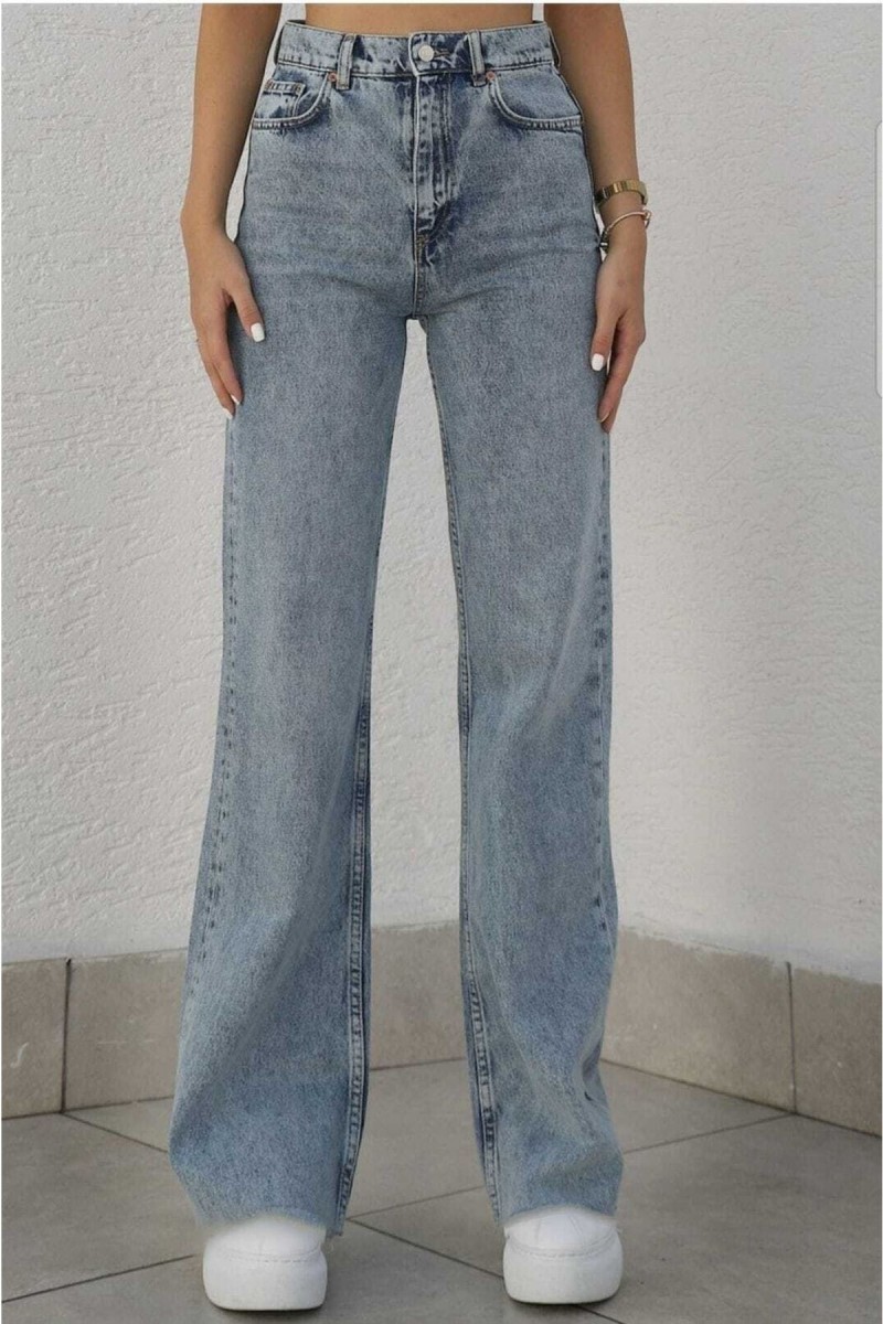 Jakarta Likralı Salaş Kadın Mavi Süper Yüksek Bel Salaş Paça Denim Kot Pantolon Jakarta Likralı Salaş Kadın Mavi Süper Yüksek Bel Salaş Paça Denim Kot Pantolon
