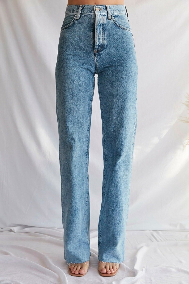 Mavi Likralı Süper Yüksek Bel Kot Salaş Paça Jeans Palazzo Pantolon Mavi Likralı Süper Yüksek Bel Kot Salaş Paça Jeans Palazzo Pantolon
