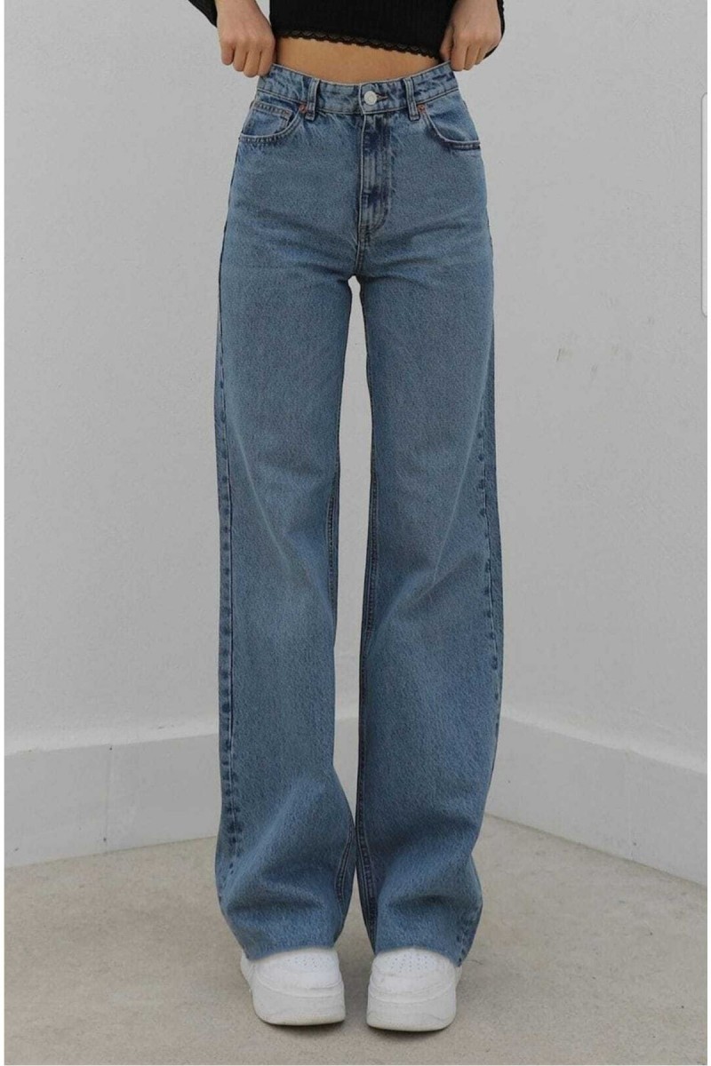 Bodrum Likralı Salaş Kadın Mavi Kar Yıkama Süper Yüksek Bel Salaş Paça Denim Kot Pantolon Bodrum Likralı Salaş Kadın Mavi Kar Yıkama Süper Yüksek Bel Salaş Paça Denim Kot Pantolon