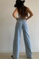 Kadın Salaş Likralı Kadın Açık Kar Mavi Süper Yüksek Bel Denim Kot Palazzo Pantolon Kadın Salaş Likralı Kadın Açık Kar Mavi Süper Yüksek Bel Denim Kot Palazzo Pantolon
