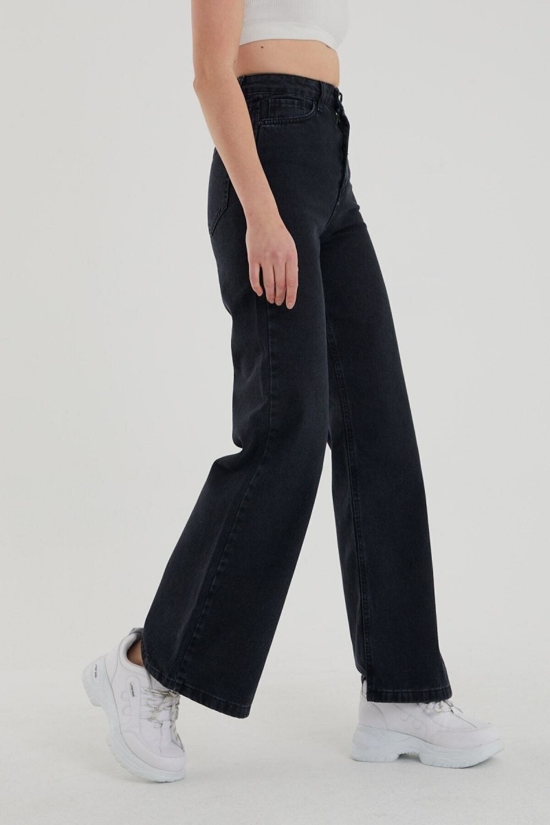 Solmayan Siyah Likralı Süper Yüksek Bel Salaş Jean Palazzo Pantolon. (süper Yüksek.) Wide Leg. Solmayan Siyah Likralı Süper Yüksek Bel Salaş Jean Palazzo Pantolon. (süper Yüksek.) Wide Leg.