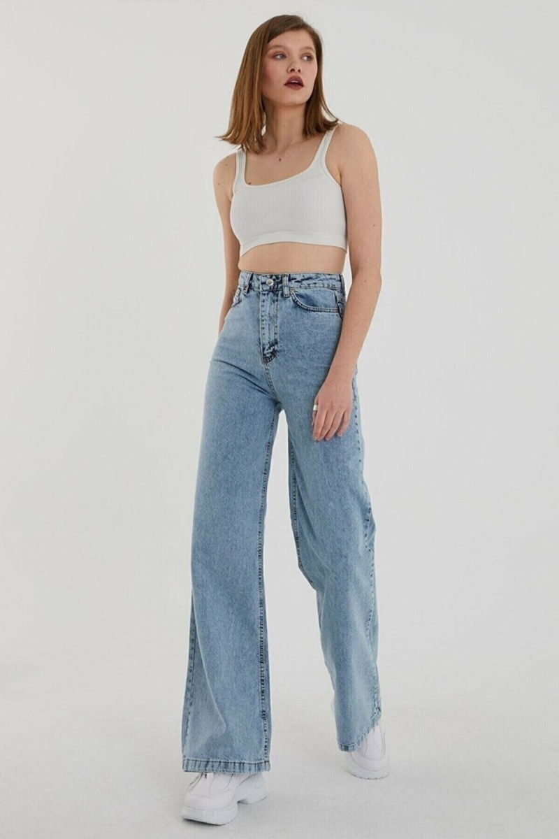 Juli 90 s Likralı Kadın Mavi Kar Süper Yüksek Bel Salaş Paça Denim Kot Palazzo Pantolon Juli 90 s Likralı Kadın Mavi Kar Süper Yüksek Bel Salaş Paça Denim Kot Palazzo Pantolon