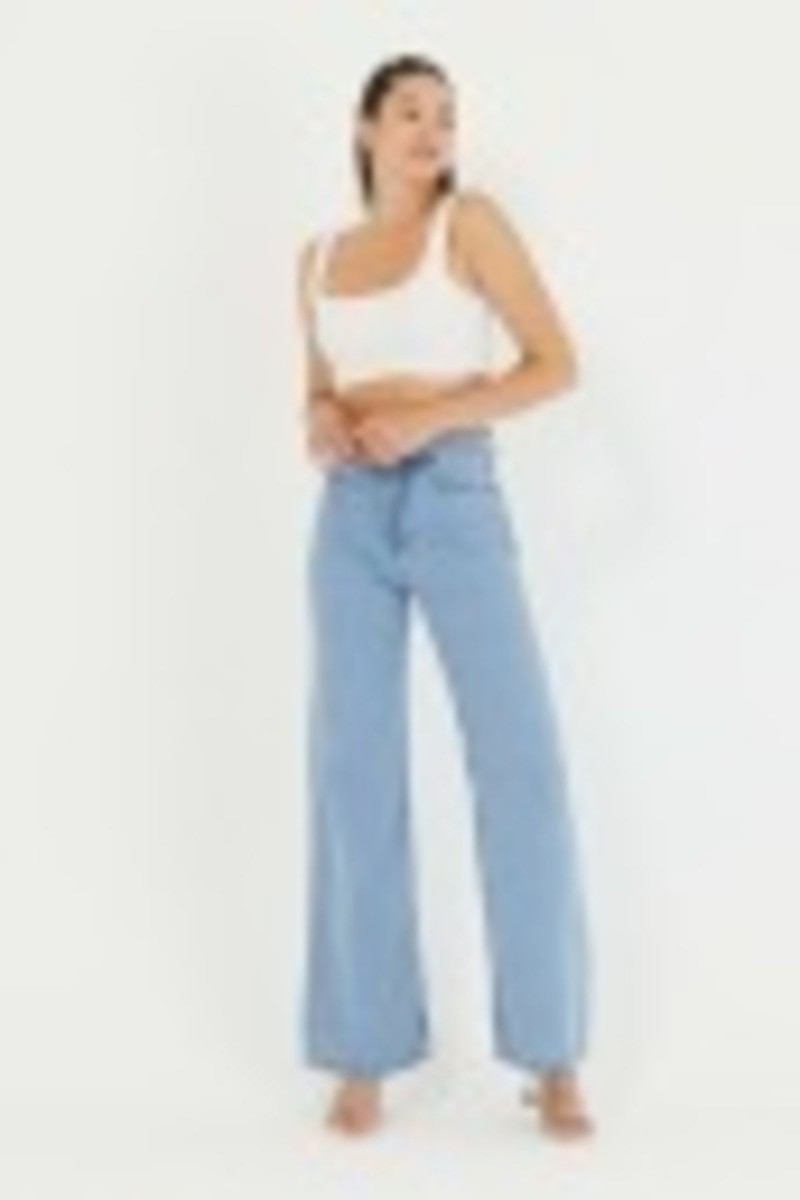 Buz Mavisi Power Likralı Süper Yüksek Bel Salaş Jeans Palazzo Pantolon Buz Mavisi Power Likralı Süper Yüksek Bel Salaş Jeans Palazzo Pantolon
