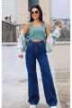 Blue 90 s Orta Koyu Mavi Likralı Süper Extra Yüksek Bel Palazzo Salaş Jean Pantolon Blue 90 s Orta Koyu Mavi Likralı Süper Extra Yüksek Bel Palazzo Salaş Jean Pantolon
