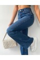 Koyu Mavi Salaş Likralı Kadın Süper Yüksek Bel Salaş Paça Denim Kot Palazzo Pantolon Koyu Mavi Salaş Likralı Kadın Süper Yüksek Bel Salaş Paça Denim Kot Palazzo Pantolon