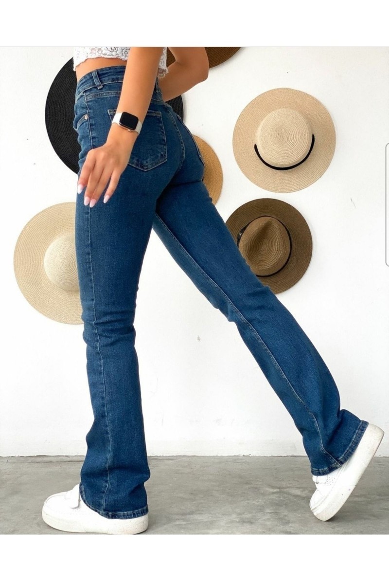 Koyu Mavi Salaş Likralı Kadın Süper Yüksek Bel Salaş Paça Denim Kot Palazzo Pantolon Koyu Mavi Salaş Likralı Kadın Süper Yüksek Bel Salaş Paça Denim Kot Palazzo Pantolon