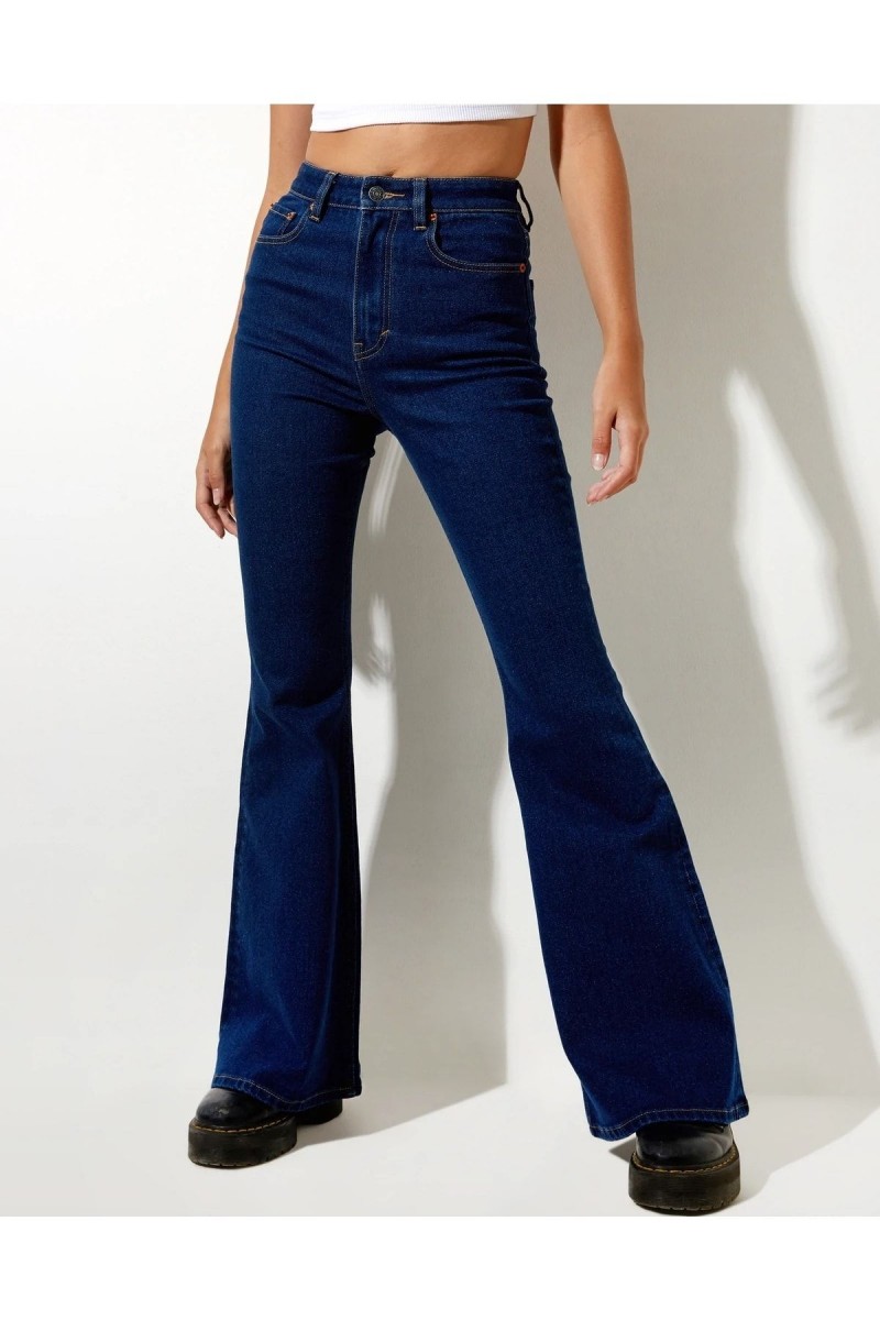 Katarina Koyu Mavi Ispanyol Paça Likralı Flare Jeans Kot Pantolon Toparlayıcı Katarina Koyu Mavi Ispanyol Paça Likralı Flare Jeans Kot Pantolon Toparlayıcı