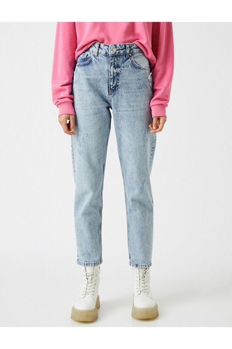 Carlita Solmaz Kar Mom Jeans Kadın Boyfriend Yüksek Bel Power Likra Pantolon