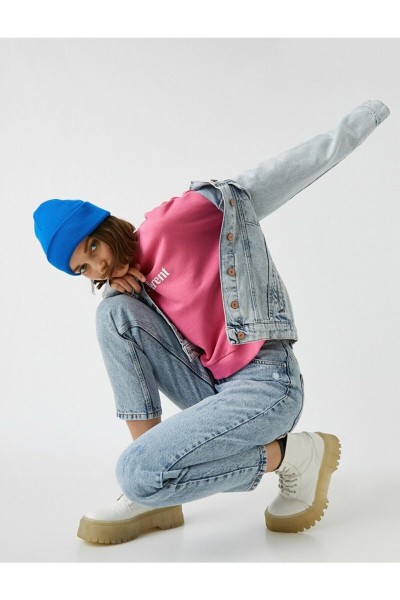 Carlita Solmaz Kar Mom Jeans Kadın Boyfriend Yüksek Bel Power Likra Pantolon