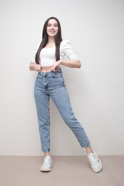 Solmaz Kar Mom Jeans Kadın Boyfriend Yüksek Bel Power Likra Pantolon