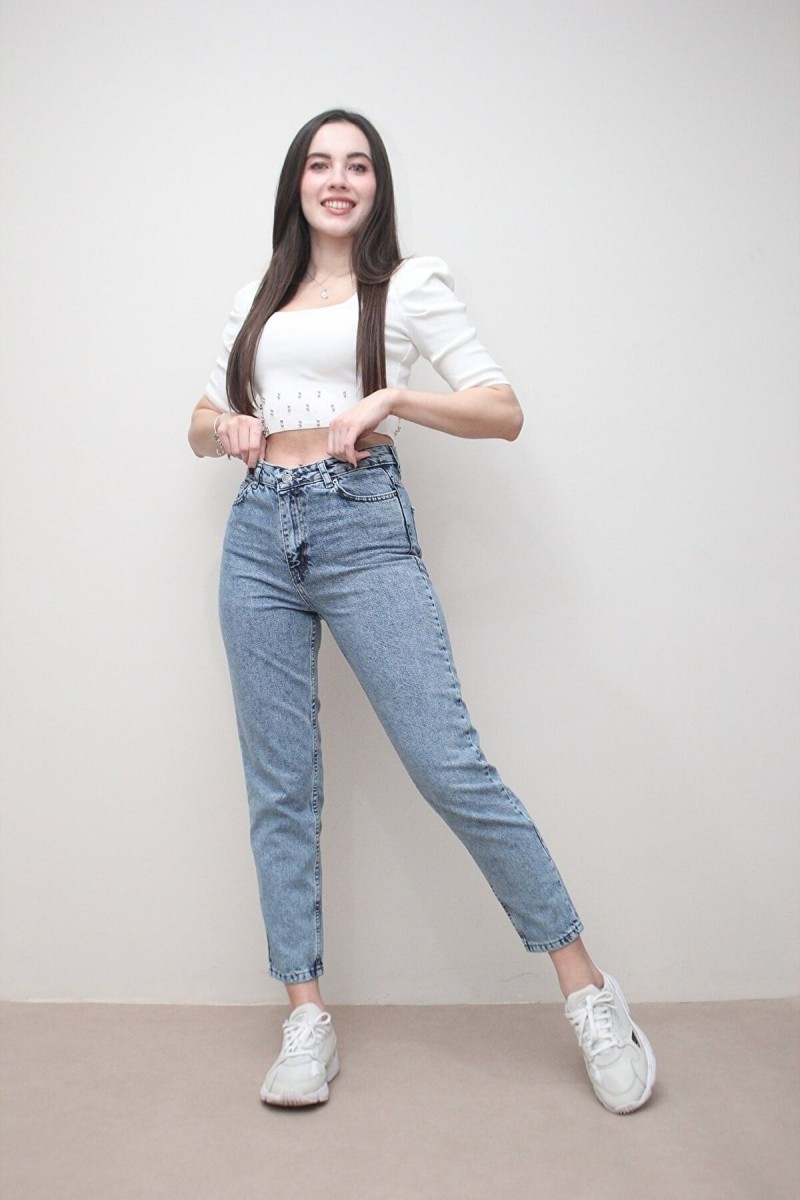 Solmaz Kar Mom Jeans Kadın Boyfriend Yüksek Bel Power Likra Pantolon Solmaz Kar Mom Jeans Kadın Boyfriend Yüksek Bel Power Likra Pantolon