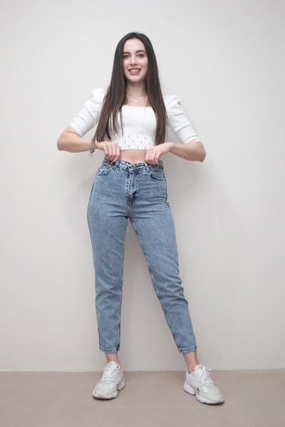 Solmaz Kar Mom Jeans Kadın Boyfriend Yüksek Bel Power Likra Pantolon