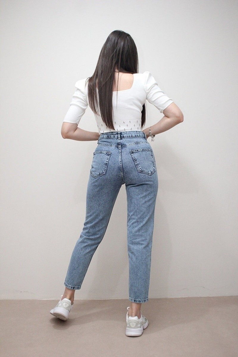 Solmaz Kar Mom Jeans Kadın Boyfriend Yüksek Bel Power Likra Pantolon Solmaz Kar Mom Jeans Kadın Boyfriend Yüksek Bel Power Likra Pantolon