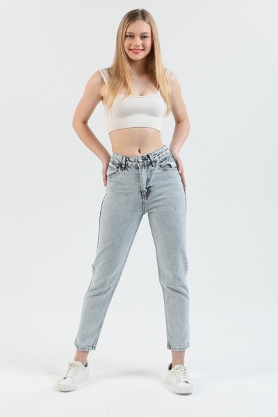 Maria Solmaz Kar Mom Jeans Kadın Boyfriend Yüksek Bel Power Likra Pantolon