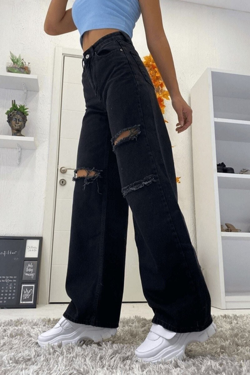 My Aşk 90 s Siyah Yırtık Likralı Süper Yüksek Bel Salaş Jean Pantolon. (süper Yüksek.) My Aşk 90 s Siyah Yırtık Likralı Süper Yüksek Bel Salaş Jean Pantolon. (süper Yüksek.)