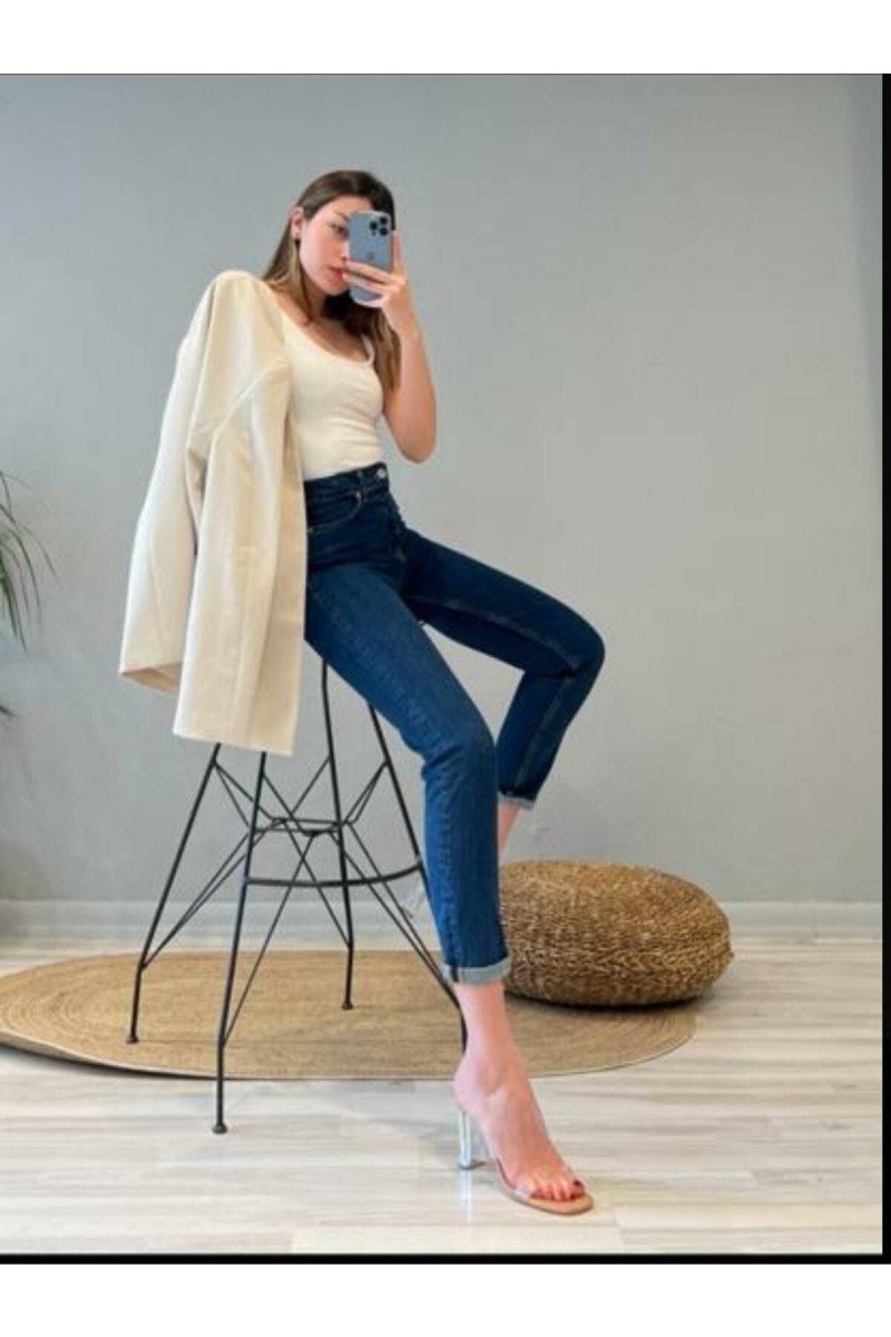 Lacivert Skiiny Mom (fit Mom) Yüksek Bel Mom Jeans Boyfriend Lacivert Skiiny Mom (fit Mom) Yüksek Bel Mom Jeans Boyfriend