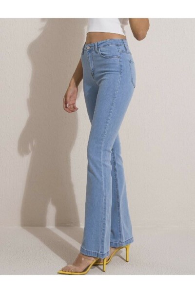 Buz Mavi Likralı Ispanyol Skinny Jeans Açık Mavi