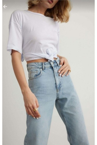 Extra Yüksek A.c.a.i.p S.o.l.m.a.z Mavi Salaş Jeans Palazzo Pantolon (süper Yüksek )
