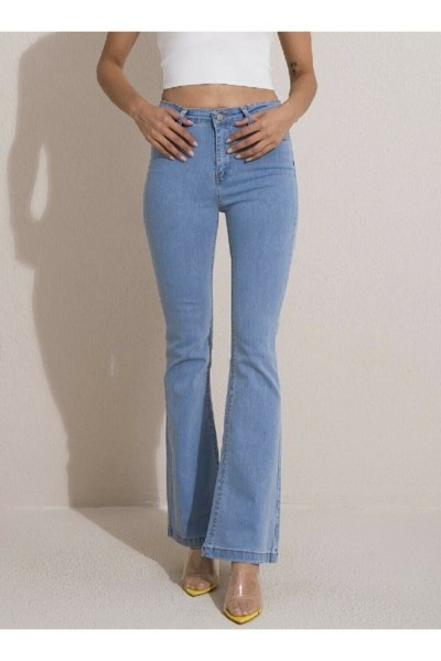Buz Mavi Likralı Ispanyol Skinny Jeans Açık Mavi