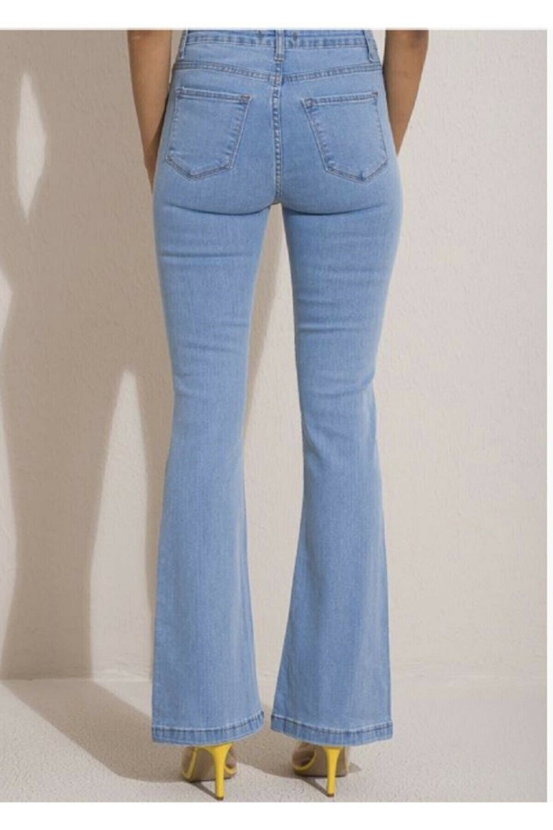 Buz Mavi Likralı Ispanyol Skinny Jeans Açık Mavi