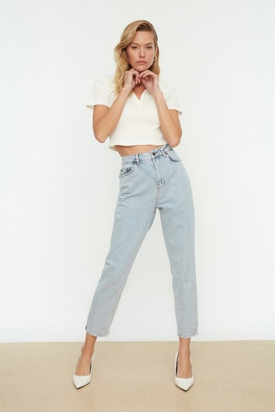 Mikula Solmaz Kar Mom Jeans Kadın Boyfriend Yüksek Bel Power Likra Pantolon