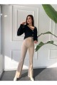 Layla Kadın Bej Renk Kumaş Ispanyol Pantolon Layla Kadın Bej Renk Kumaş Ispanyol Pantolon