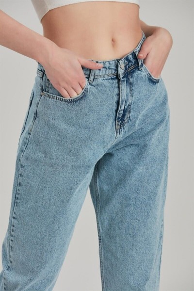 Raisa Solmaz Kar Mom Jeans Kadın Boyfriend Yüksek Bel Power Likra Pantolon