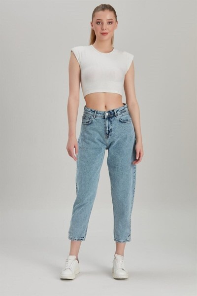 Raisa Solmaz Kar Mom Jeans Kadın Boyfriend Yüksek Bel Power Likra Pantolon