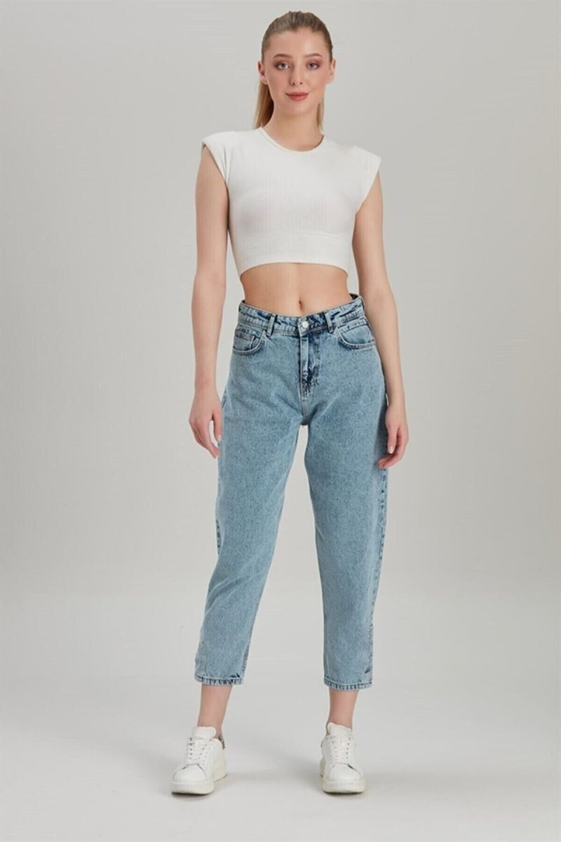 Raisa Solmaz Kar Mom Jeans Kadın Boyfriend Yüksek Bel Power Likra Pantolon