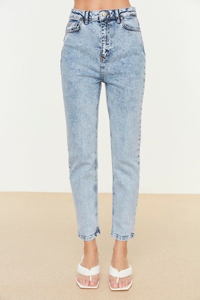 Jeans Kadın Yüksek Bel Power Likra Pantolon Mavi