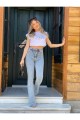 Selena Ispanyol Yüksek Bel Solmaz Mavi Kar Yıkama Kot Pantolon Selena Ispanyol Yüksek Bel Solmaz Mavi Kar Yıkama Kot Pantolon