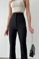 Roseli Kadın Siyah Yüksek Bel Ispanyol Kumaş Pantolon
