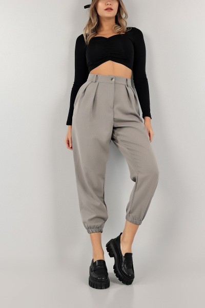 Lovely Gri Maskülen Paçası Lastikli Jogger Pantolon