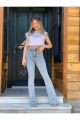 Selena Ispanyol Yüksek Bel Solmaz Mavi Kar Yıkama Kot Pantolon Selena Ispanyol Yüksek Bel Solmaz Mavi Kar Yıkama Kot Pantolon