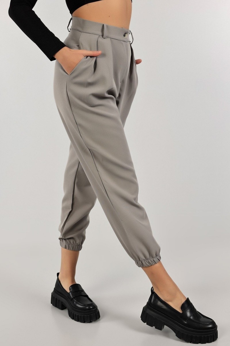 Lovely Gri Maskülen Paçası Lastikli Jogger Pantolon