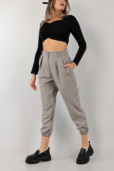 Lovely Gri Maskülen Paçası Lastikli Jogger Pantolon